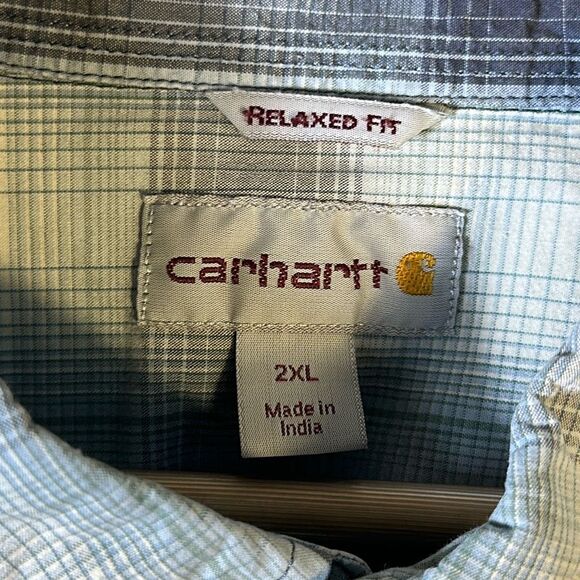Carhartt Men's Relaxed Fit Shirt Size 2XL Plaid Short Sleeve Button Up 104174BLS - Picture 4 of 7